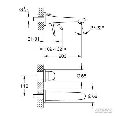 Будкрам купить Eurostyle Solid смеситель для раковины из стены, хром Eurostyle Solid смеситель для раковины из стены, хром 2