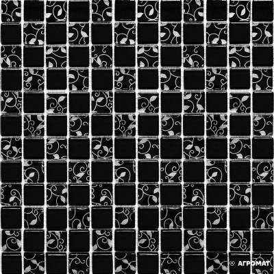 Будкрам купить Мозаика Шахматка черная-завиток платина