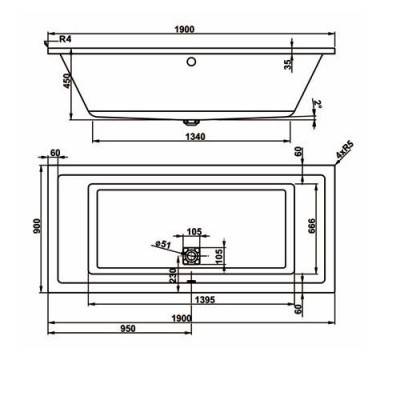Будкрам купити VPBA190CAV2X-01 Cavallo Ванна 190x90+VPSET007 ніжки, яскраво біла VPBA190CAV2X-01 Cavallo Ванна 190x90+VPSET007 ніжки, яскраво біла 3