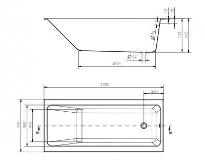 Будкрам купить CREA Ванна прямоугольная 170x75 ножки CREA Ванна прямоугольная 170x75 ножки 3