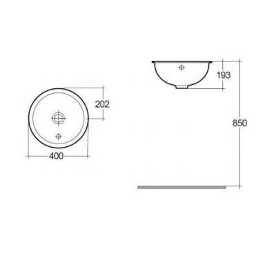 Будкрам купити EMMA Раковина під стільницю кругла з переливом 40см EMMA Раковина під стільницю кругла з переливом 40см 2