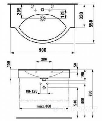 Будкрам купить PALACE Раковина-90, с 1 отв. для смесителя PALACE Раковина-90, с 1 отв. для смесителя 2