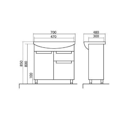 Будкрам купити КВАДРО Тумба з раковиною-70 Runa КВАДРО Тумба з раковиною-70 Runa 7