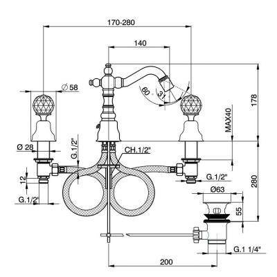 Будкрам купити Charlestone Змішувач д/біде врізн. на 3 отв., золото Charlestone Змішувач д/біде врізн. на 3 отв., золото 2