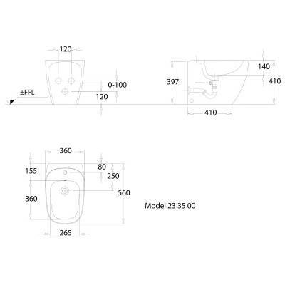 Будкрам купить Citterio Биде напольное с переливом, белое KeraTect Citterio Биде напольное с переливом, белое KeraTect 2