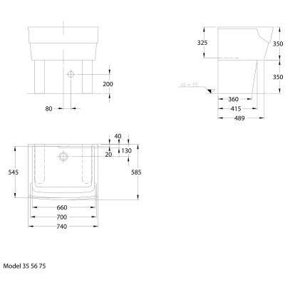 Будкрам купить Garda Мойка керамическая 740х585х350мм, слив-перелив, белый Garda Мойка керамическая 740х585х350мм, слив-перелив, белый 2