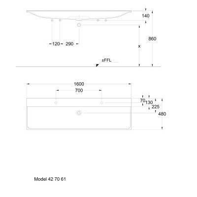 Будкрам купить Xeno2 Умывальник с двумя отв., без перелива 1600х480мм, из Varicor, белый Xeno2 Умывальник с двумя отв., без перелива 1600х480мм, из Varicor, белый 2