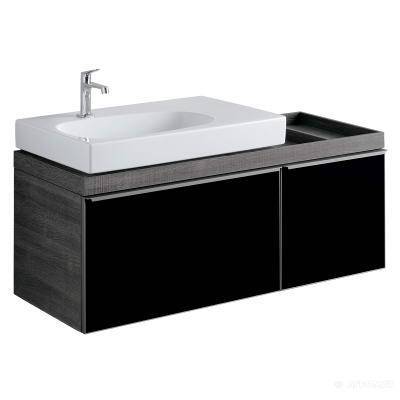 Будкрам купити Citterio Шафка під умивальник 1184х554х504 мм, з поличкою справа, корпус: темний дуб, фасад: скляна