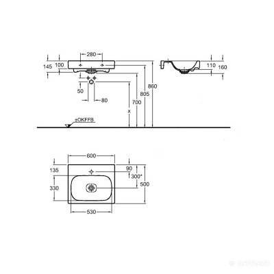 Будкрам купить Citterio Умывальник 600х500мм, без перелива Citterio Умывальник 600х500мм, без перелива 2