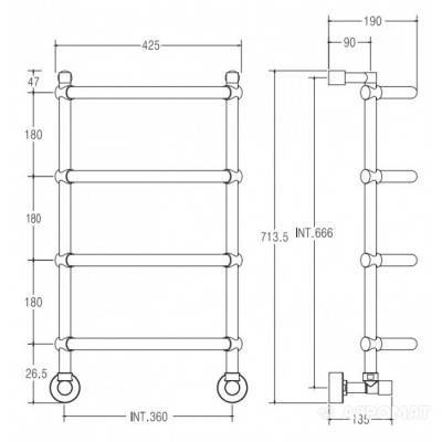 Будкрам купити LUNA Рушникосушка, міжвісь 360мм (425х713,5мм), 4 секції, хром LUNA Рушникосушка, міжвісь 360мм (425х713,5мм), 4 секції, хром 2