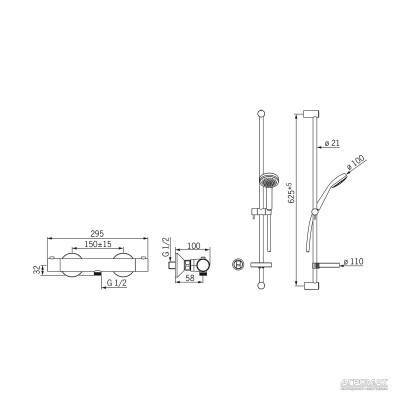 Будкрам купить SAFIRA Термостат для душа с душевым набором, хром SAFIRA Термостат для душа с душевым набором, хром 2