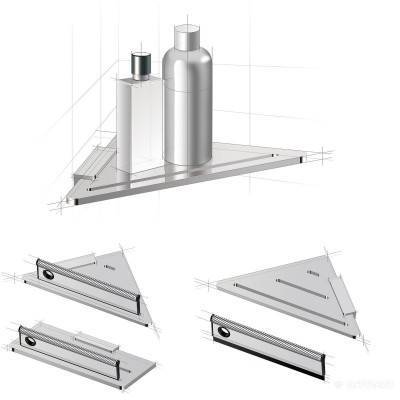 Будкрам купить Угловая полка для душа (левое/правое крепление), искусственный камень Угловая полка для душа (левое/правое крепление), искусственный камень 3