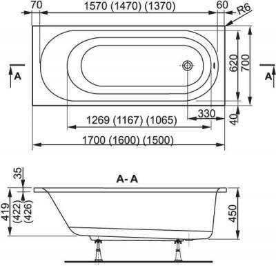 Будкрам купити VPBA157KAS2-01 Kasandra Ванна 150x70+VPSET001 ніжки, яскраво біла VPBA157KAS2-01 Kasandra Ванна 150x70+VPSET001 ніжки, яскраво біла 3