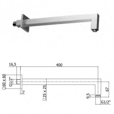 Будкрам купить elle effe Держатель верхнего душа, 400 мм, черн.мат