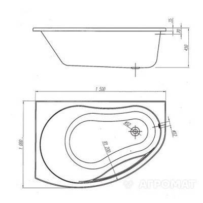 Будкрам купити Ванна акрилова асимметрична PROMISE 150х100 см, ліва, у комплектi з нiжками та елементами крiплення, біла Ванна акрилова асимметрична PROMISE 150х100 см, ліва, у комплектi з нiжками та елементами крiплення, біла 3