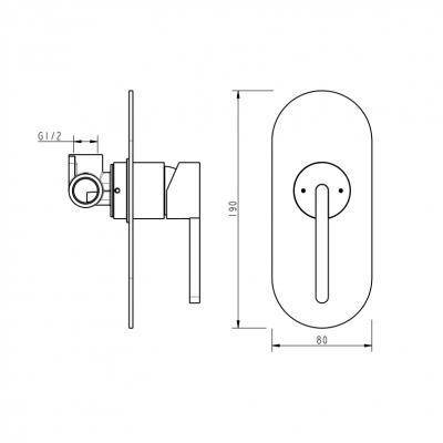 Будкрам купить LAGUNA Смеситель скрытого монтажа для душа, черный матовый LAGUNA Смеситель скрытого монтажа для душа, черный матовый 2