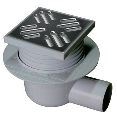 Будкрам купить Трап решетка нержавеющая сталь 106х106мм, горизонтальный слив d50