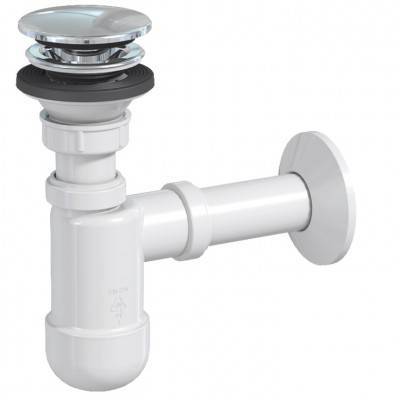 Будкрам купить Сифон для умывальника Basic телескопический, клик-клак пластик, цвет хром