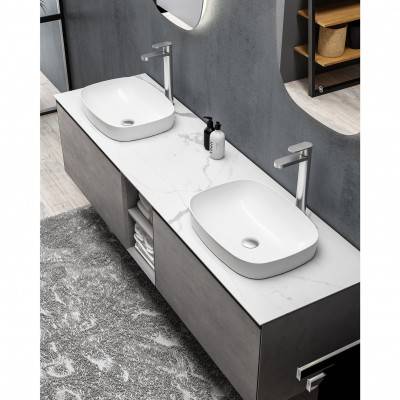 Будкрам купити LINEA Тумба 1900 з двома глянцевими керамічними раковинами, сіра LINEA Тумба 1900 з двома глянцевими керамічними раковинами, сіра 3