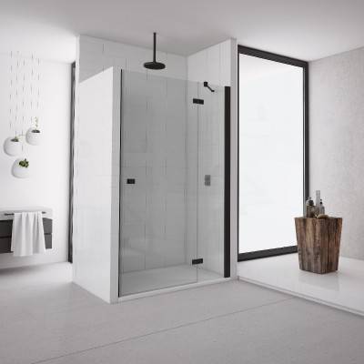 Будкрам купити Annea Душові дверцята кріплення справа,чорний мат/прозоре скло