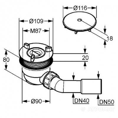 Будкрам купити Tasso 90 Сифон д/піддона Tasso 90 Сифон д/піддона 2