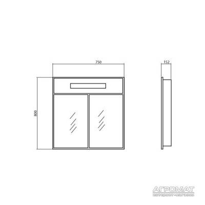 Будкрам купити 02619 НІКА Дзеркальна шафка-75, з підсв., венге 02619 НІКА Дзеркальна шафка-75, з підсв., венге 3
