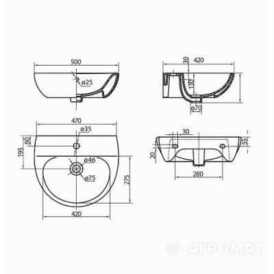 Будкрам купить RUNA Умывальник 50 см с центральным отверстием (белый) RUNA Умывальник 50 см с центральным отверстием (белый) 3