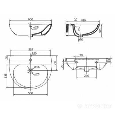 Будкрам купить RUNA Умывальник 60 см с центральным отверстием (белый) RUNA Умывальник 60 см с центральным отверстием (белый) 2