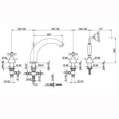 Будкрам купити Charlestone Змішувач д/ванни врізн. на 4 отв., хром Charlestone Змішувач д/ванни врізн. на 4 отв., хром 2