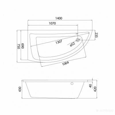 Будкрам купить NANO Ванная 140x75 левая NANO Ванная 140x75 левая 2