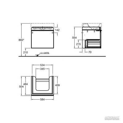 Будкрам купить Citterio Тумба под раковину - 59, корпус: свет.дуб; фасад: стеклянная панель цвета беж Citterio Тумба под раковину - 59, корпус: свет.дуб; фасад: стеклянная панель цвета беж 3