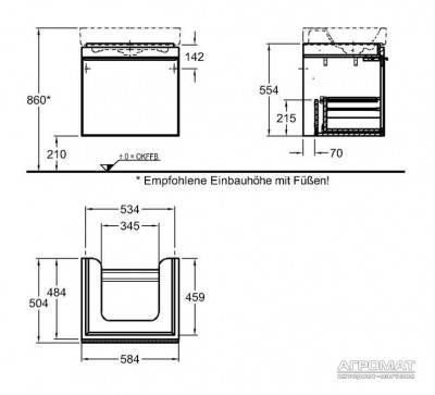 Будкрам купить Citterio Тумба под раковину - 59, корпус: свет.дуб; фасад: стеклянная панель цвета беж Citterio Тумба под раковину - 59, корпус: свет.дуб; фасад: стеклянная панель цвета беж 2