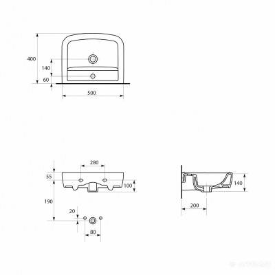 Будкрам купить PURE Раковина-50 отв. меб. PURE Раковина-50 отв. меб. 3