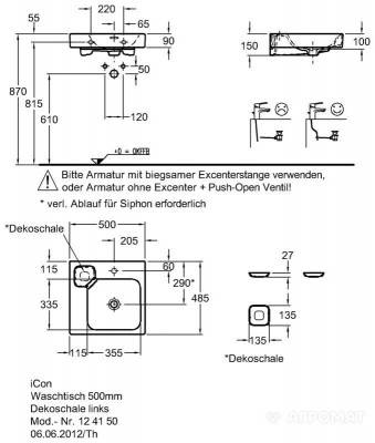 Будкрам купить iCon Умывальник с отв. под смеситель 500x485 мм, декоративная мыльница слева iCon Умывальник с отв. под смеситель 500x485 мм, декоративная мыльница слева 2