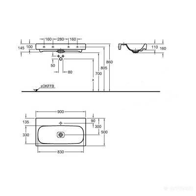 Будкрам купить Citterio Умывальник 900х500мм, без отв. под перелив, с керамической сливной крышкой Citterio Умывальник 900х500мм, без отв. под перелив, с керамической сливной крышкой 2