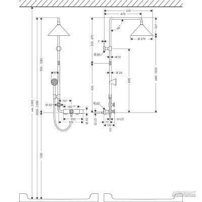 Будкрам купити Front Showerpipe 280 Душова система д/душа Front Showerpipe 280 Душова система д/душа 2