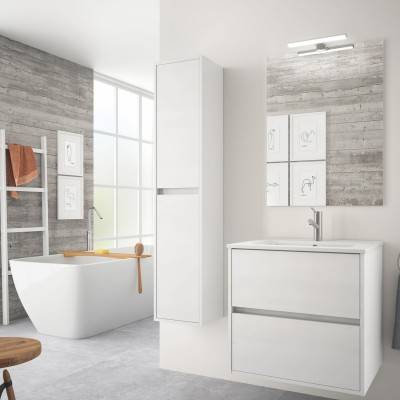 Будкрам купить NOJA 600 2C WH Комплект мебели для ванной комнаты: тумба под раков. 600мм , раковина 610х460, зеркало 600х800, светильник для дзерк., цвет белый глянцець