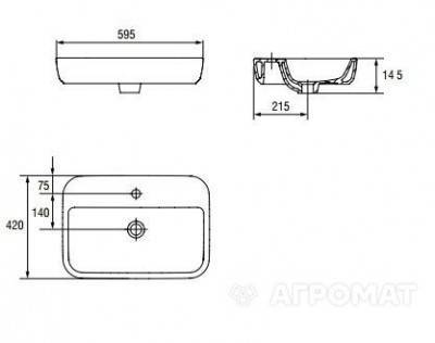 Будкрам купить Раковина CASPIA-60 мебельная ПРЯМОУГОЛЬНАЯ Раковина CASPIA-60 мебельная ПРЯМОУГОЛЬНАЯ 3