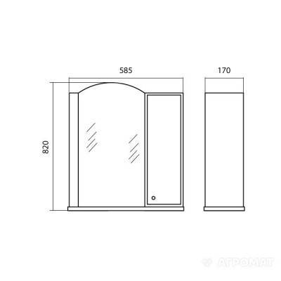 Будкрам купити 08253 КЛАСІК Дзеркало-60 R, з пеналом праворуч, біле 08253 КЛАСІК Дзеркало-60 R, з пеналом праворуч, біле 3