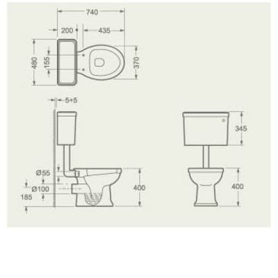 Будкрам купити CLASSIC Унітаз + середній бачок + зливна труба CLASSIC Унітаз + середній бачок + зливна труба 2