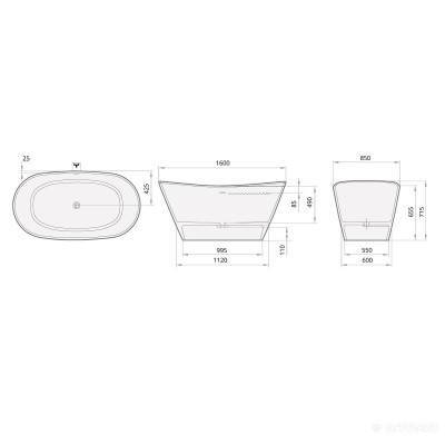 Будкрам купить AMORE Silkstone Ванна из SILKSTONE со сливом/переливом click-clack 160*85, Graphite ОБРАЗЕЦ AMORE Silkstone Ванна из SILKSTONE со сливом/переливом click-clack 160*85, Graphite ОБРАЗЕЦ 3