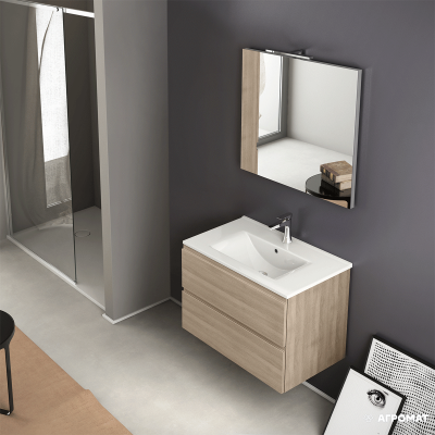 Будкрам купити PU0007 Uniq тумба з двома висувними шухлядами, всередині - дерево, 800x450x520, шпон колір 947 olmo biondo + TK55  Londra 80 Раковина 810х460 біла (2пак) PU0007 Uniq тумба з двома висувними шухлядами, всередині - дерево, 800x450x520, шпон колір 947 olmo biondo + TK55  Londra 80 Раковина 810х460 біла (2пак) 2