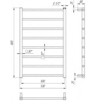 Будкрам купити Рушникосушка Токіо 800х530/500, хром Рушникосушка Токіо 800х530/500, хром 2