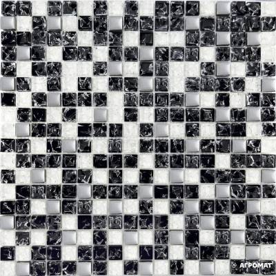 Будкрам купити 503-Мікс (чорний колотий-білий колотий-платіна) мозаїка