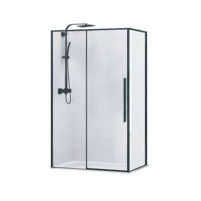 Будкрам купити ART Кабіна душова, прямокутна, розсувна, колір - чорний матовий, 120x80, без піддона, скло прозоре