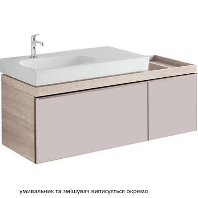 Будкрам купить Citterio Тумба под умывальник 90 см, с 2 висув.ящиками и полкой справа, корпус: свет.дуб; фасад: стеклянная панель серо-коричневого цвета