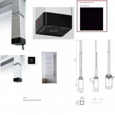 Будкрам купити TERMA тен One K30x30, колір RAL 9005 mat, 400 W, прихований монтаж TERMA тен One K30x30, колір RAL 9005 mat, 400 W, прихований монтаж 2