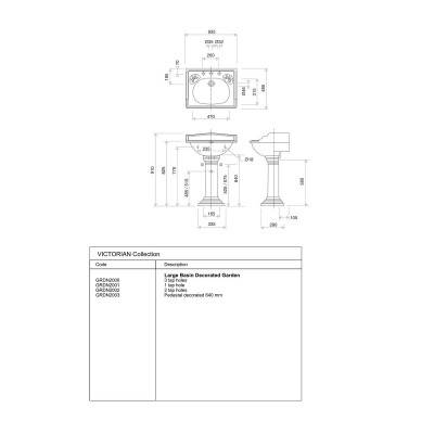 Будкрам купити VICTORIAN Раковина декорована мал.Garden, з 3 отв під зміш., колір білий VICTORIAN Раковина декорована мал.Garden, з 3 отв під зміш., колір білий 3