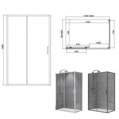 Будкрам купити ART 2.0 Кабіна душова, прямокутна, розсувна, чорний матовий, 1200*800, без піддона, скло прозоре ART 2.0 Кабіна душова, прямокутна, розсувна, чорний матовий, 1200*800, без піддона, скло прозоре 2