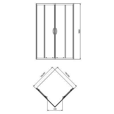Будкрам купити Rekord Душова кабіна, квадратна 80см, скло прозоре Rekord Душова кабіна, квадратна 80см, скло прозоре 2